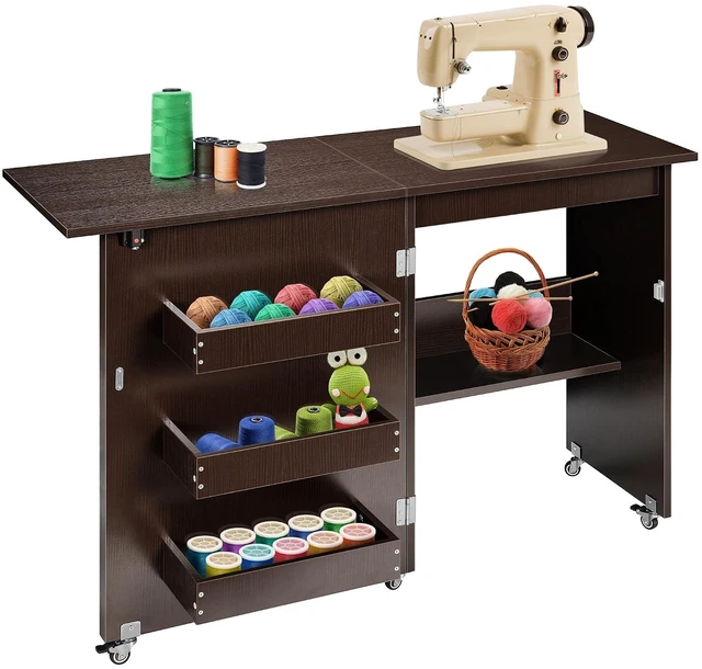 Main image of Folding Sewing Table for Sewing Machine, Sewing Desk with Storage