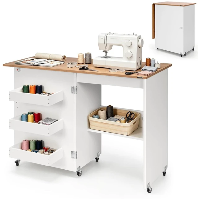 Main image of Folding Sewing Table for Sewing Machine, Sewing Desk with Storage