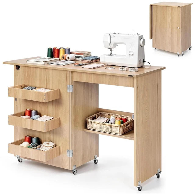 Main image of Folding Sewing Table for Sewing Machine, Sewing Desk with Storage