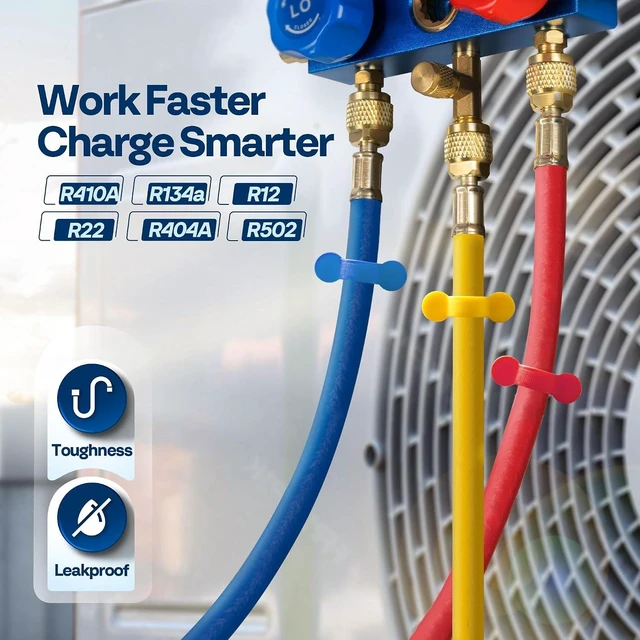 Alt view image 2 of 7 - 5 ft R410A HVAC Refrigerant Charging & Recovery Hoses