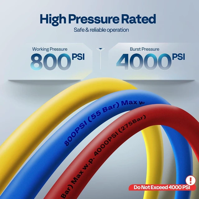 Alt view image 3 of 7 - 5 ft R410A HVAC Refrigerant Charging & Recovery Hoses