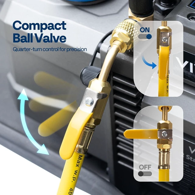 Alt view image 3 of 7 - 5 ft R410A HVAC Refrigerant Hoses with Compact Ball Valve