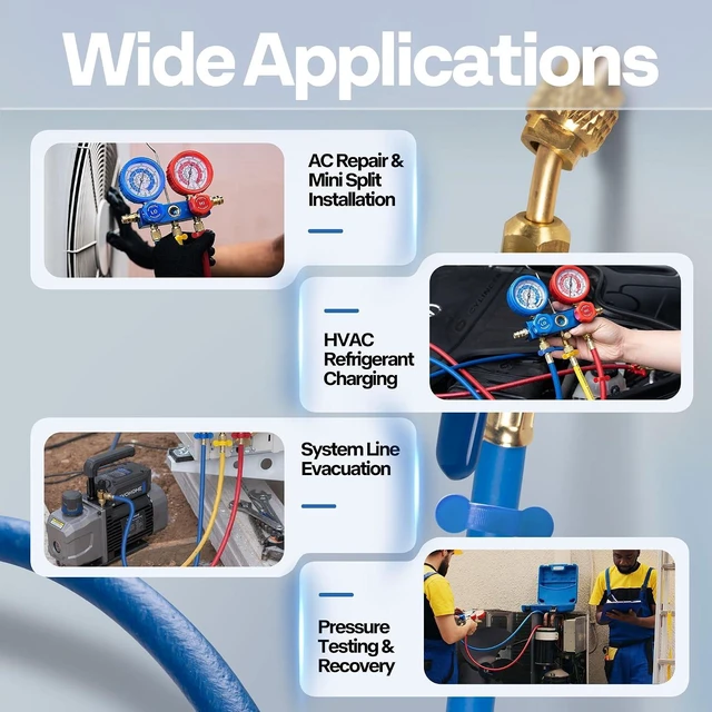Alt view image 6 of 7 - 5 ft R410A HVAC Refrigerant Hoses with Compact Ball Valve