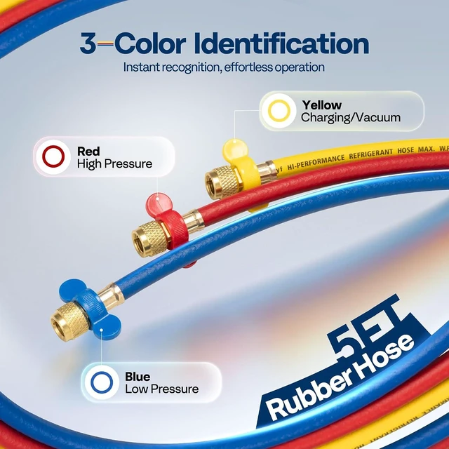 Alt view image 5 of 7 - 5 ft R410A HVAC Refrigerant Charging & Recovery Hoses