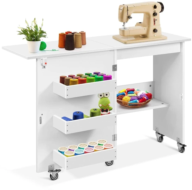 Main image of Folding Sewing Table for Sewing Machine, Sewing Desk with Storage