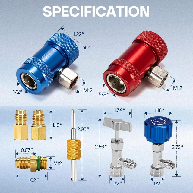 Alt view image 7 of 7 - R1234yf Adapter Tool Kit with Quick Couplers and Can Taps