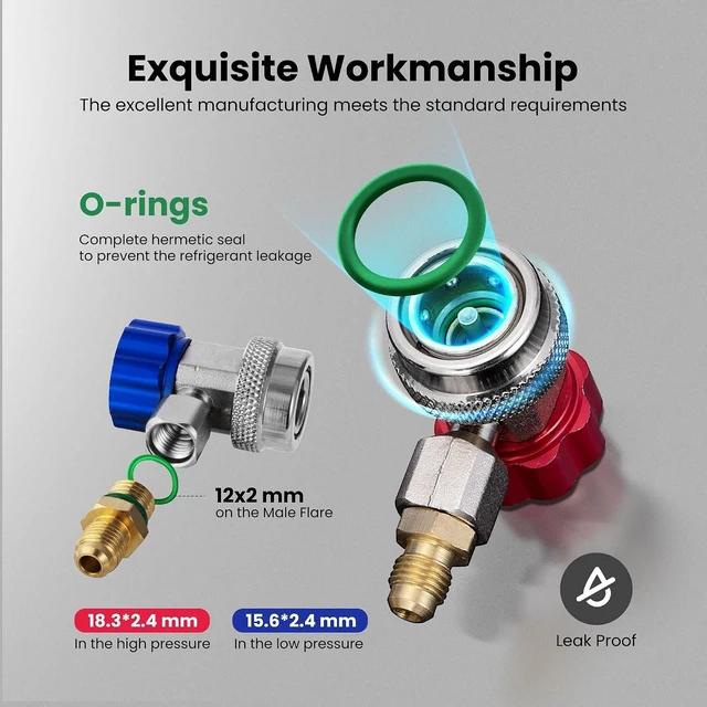 Alt view image 3 of 7 - AC R134a Refrigerant Quick Coupler Adapter Fittings Kit