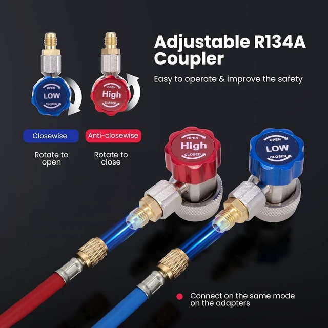 Alt view image 5 of 7 - AC R134a Refrigerant Quick Coupler Adapter Fittings Kit
