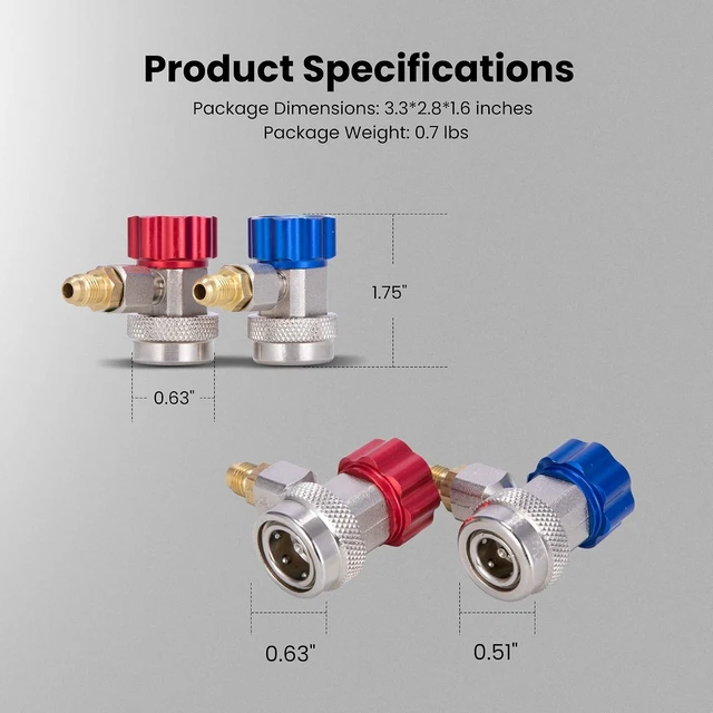 Alt view image 7 of 7 - AC R134a Refrigerant Quick Coupler Adapter Fittings Kit