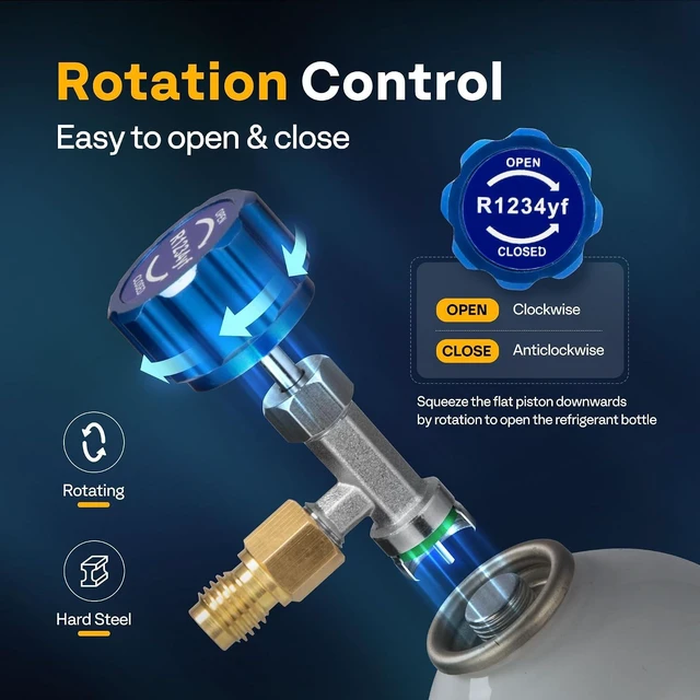 Alt view image 4 of 7 - R1234yf Self Sealing Can Tap Valve with Tank Adapter