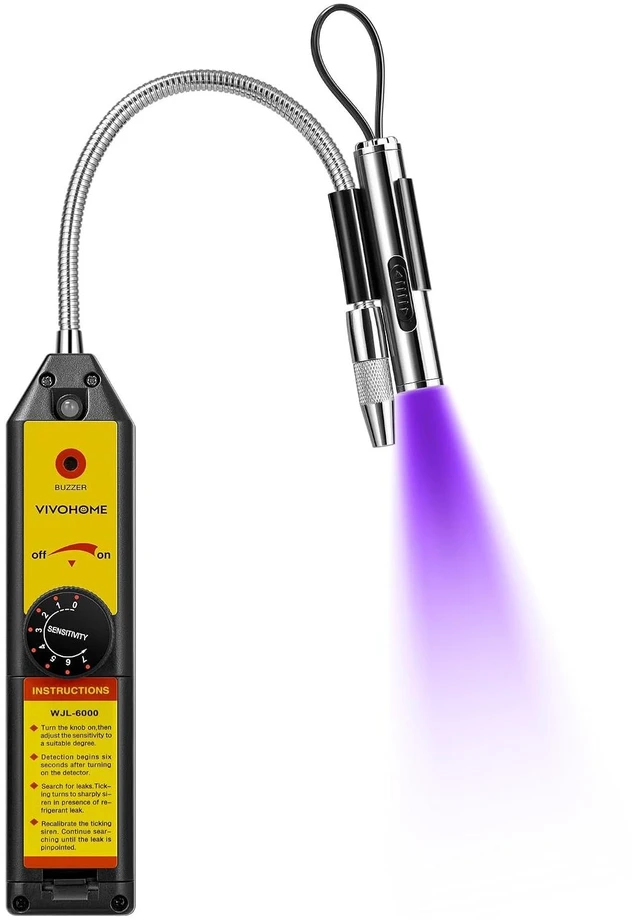 Alt view image 2 of 7 - HVAC Refrigerant Freon Leak Detector with LED Light and R134a Can Tap Valve Puncture Style, Refrigerant Dispenser with Tank Adapter for 1/4" and 1/2" AC Charging Hoses