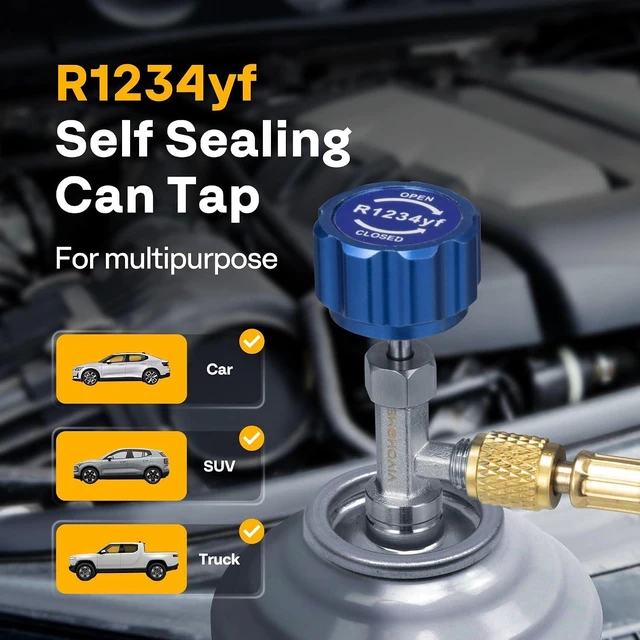Alt view image 2 of 7 - R1234yf Self Sealing Can Tap Valve with Tank Adapter