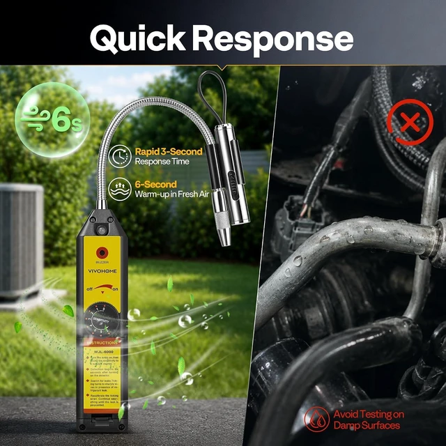 Alt view image 5 of 7 - HVAC Refrigerant Freon Leak Detector with LED Light