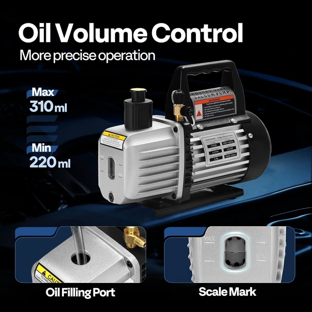 Alt view image 5 of 7 - Upgraded 1/3 HP 4 CFM 1 Stage AC Vacuum Pump and 4 Way Gauge Set