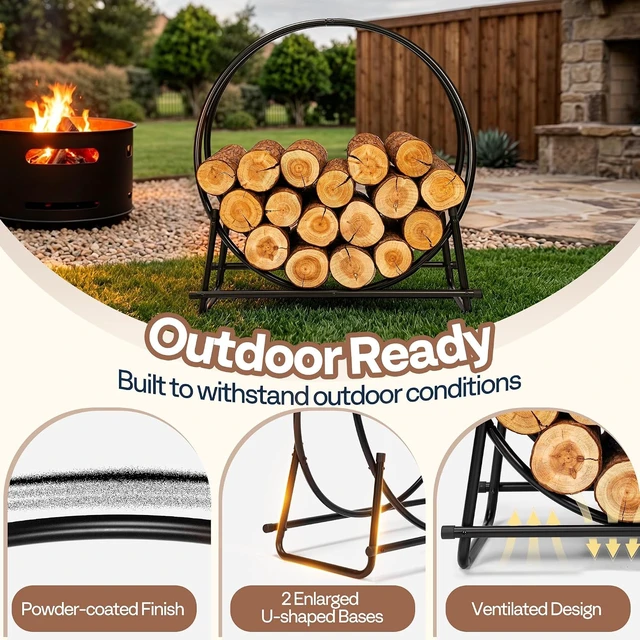 Alt view image 4 of 7 - 32 Inches Firewood Log Rack Hoop(Only Rack)