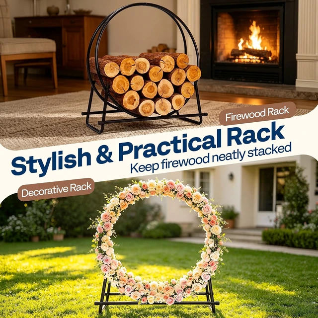 Alt view image 6 of 7 - 32 Inches Firewood Log Rack Hoop(Only Rack)