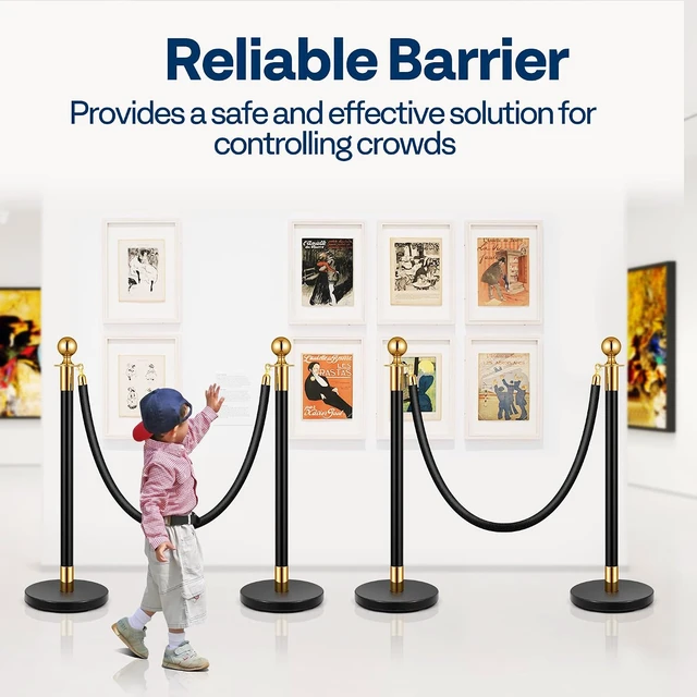 Alt view image 2 of 7 - Black Stanchions and Velvet Ropes, 5 Feet Ropes and 39 Inch Posts