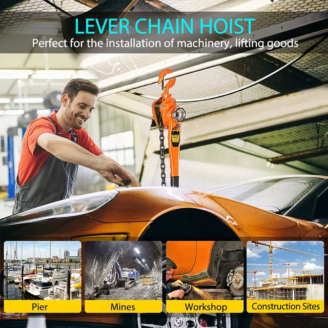 Alt view image 2 of 7 - Lever Chain Hoist 3/4 Ton 1650 Lbs Capacity