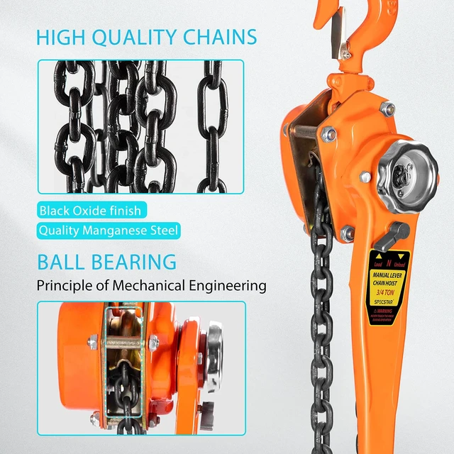 Alt view image 4 of 7 - Lever Chain Hoist 3/4 Ton 1650 Lbs Capacity