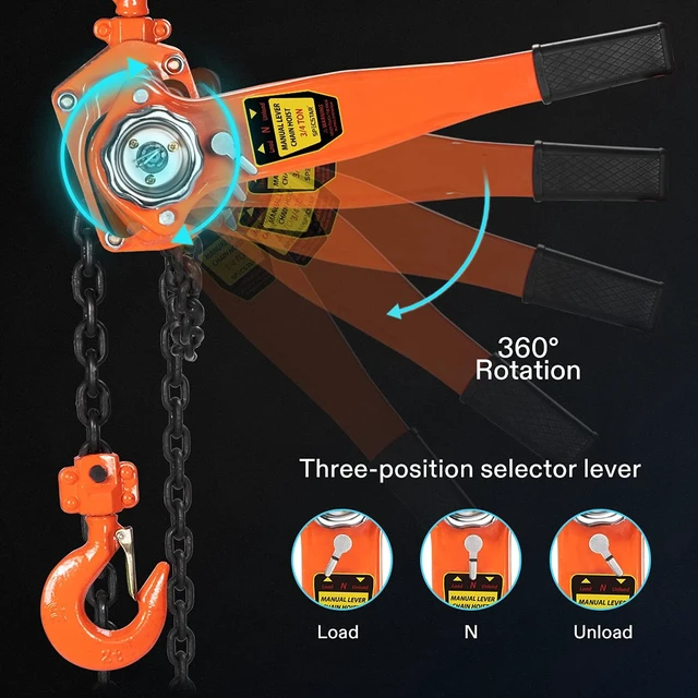 Alt view image 3 of 7 - Lever Chain Hoist 3/4 Ton 1650 Lbs Capacity