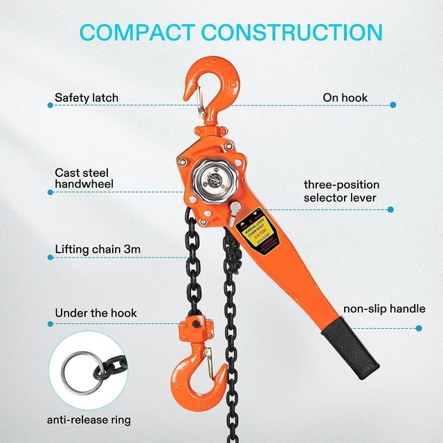 Alt view image 6 of 7 - Lever Chain Hoist 3/4 Ton 1650 Lbs Capacity