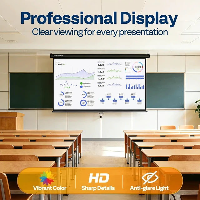 Alt view image 6 of 7 - 80 Inch 16:9 Pull Down Projector Screen, Black