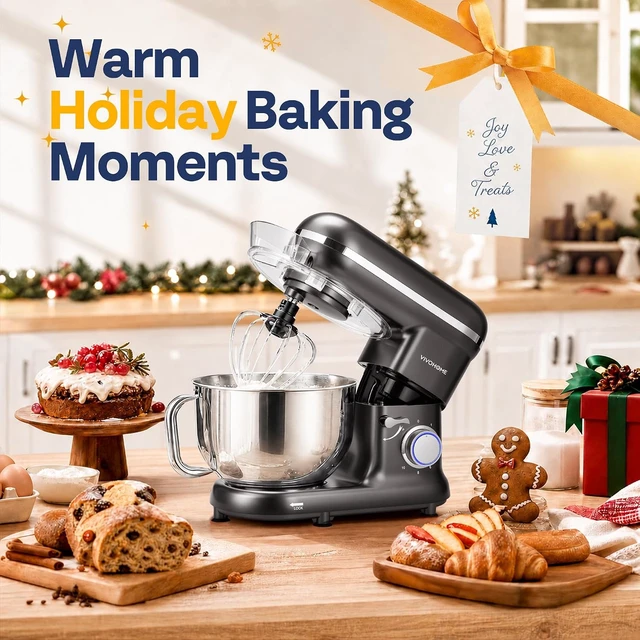 Alt view image 7 of 7 - Stand Mixer, 6-Quart Tilt-Head Kitchen Mixer with Bowl, Gray