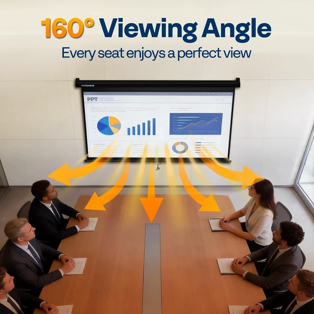 Alt view image 7 of 7 - 80 Inch 16:9 Pull Down Projector Screen, Black