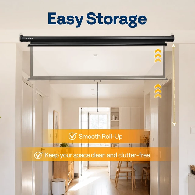 Alt view image 6 of 7 - 72 Inch 16:9 Pull Down Projector Screen, Black