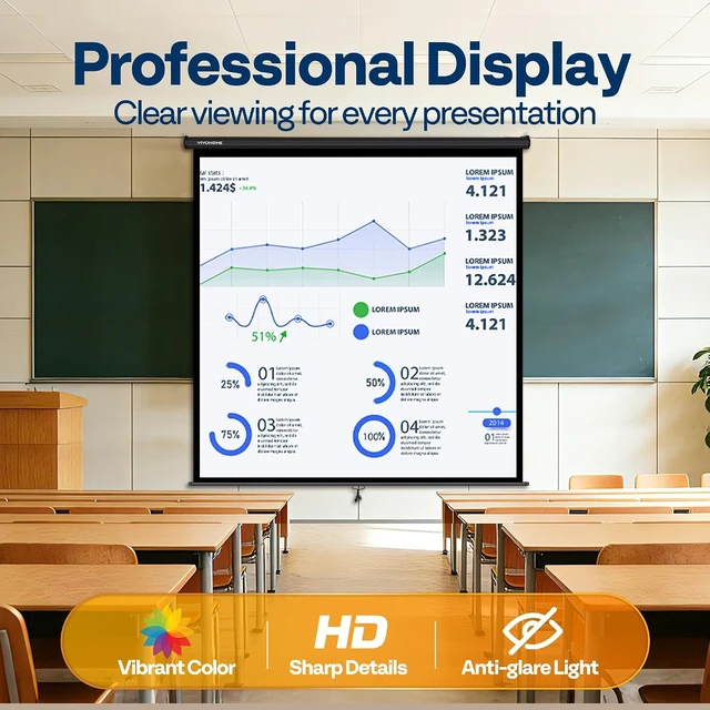 Alt view image 6 of 7 - 120 Inch 1:1 Pull Down Projector Screen, Black