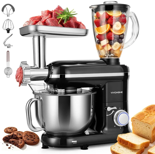 Main image of 3-in-1 Stand Mixer, 6-Quart Tilt-Head Mixer, 10 Speeds, Black