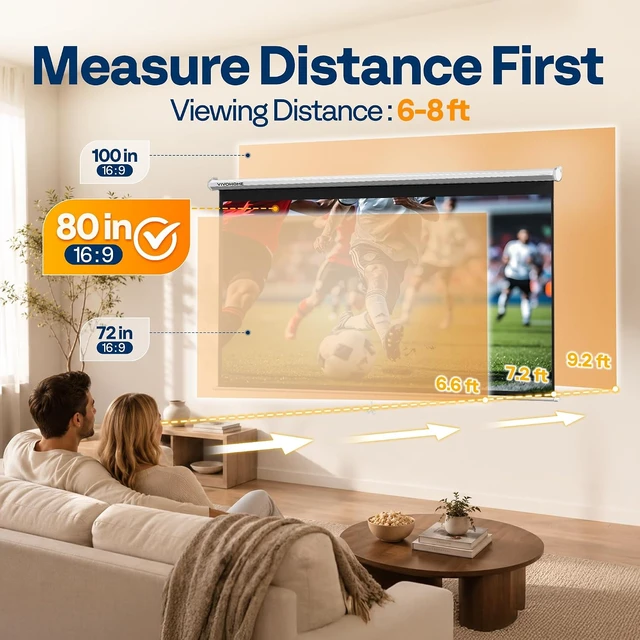 Alt view image 5 of 7 - 80 Inch 16:9 Pull Down Projector Screen, White