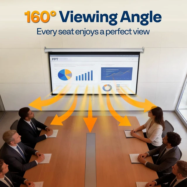 Alt view image 7 of 7 - 80 Inch 16:9 Pull Down Projector Screen, White
