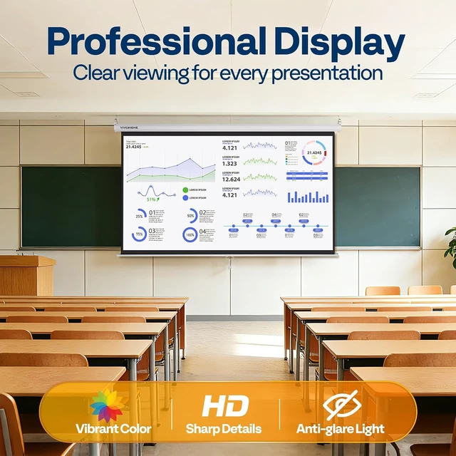 Alt view image 6 of 7 - 80 Inch 16:9 Pull Down Projector Screen, White