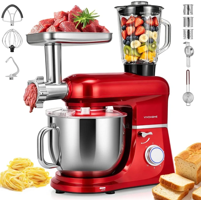 Main image of 6-in-1 Stand Mixer, 8.5-Quart Tilt-Head Mixer, 10 Speeds, Red