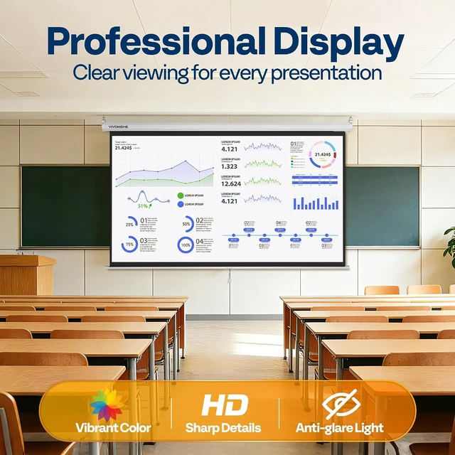 Alt view image 6 of 7 - 100 Inch 16:9 Pull Down Projector Screen, White