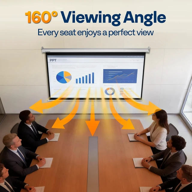 Alt view image 7 of 7 - 100 Inch 16:9 Pull Down Projector Screen, White