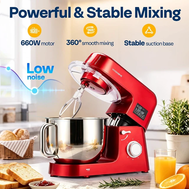Alt view image 2 of 7 - 9-in-1 Stand Mixer with Fermentation & Timer, 7.5-Quart, Red