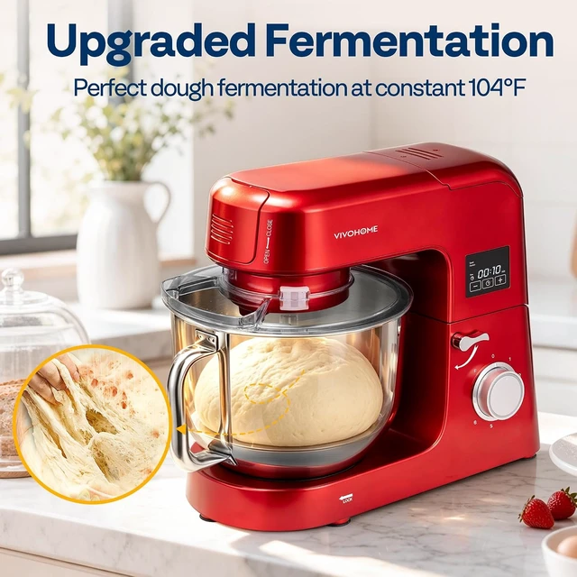 Alt view image 4 of 7 - 9-in-1 Stand Mixer with Fermentation & Timer, 7.5-Quart, Red