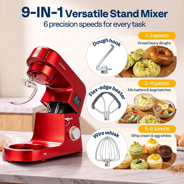 Alt view image 3 of 7 - 9-in-1 Stand Mixer with Fermentation & Timer, 7.5-Quart, Red