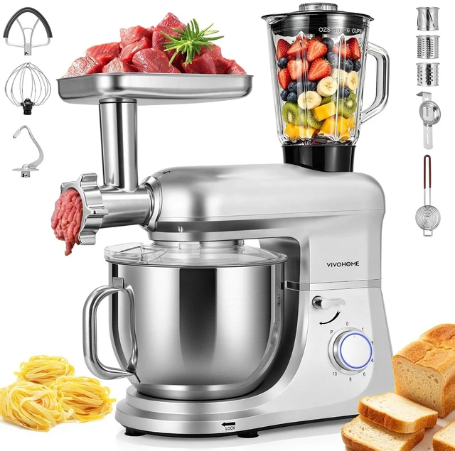Main image of 6-in-1 Stand Mixer, 8.5-Quart Tilt-Head Mixer, 10 Speeds, Silver