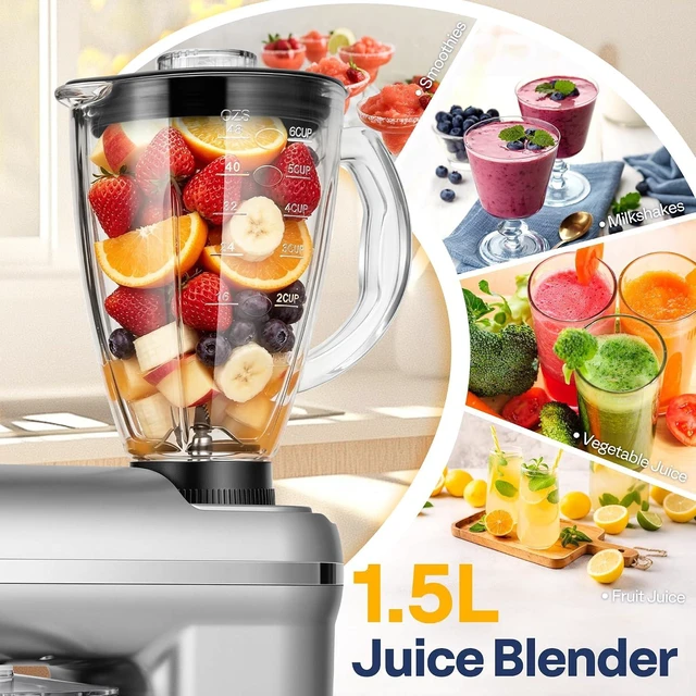 Alt view image 4 of 7 - 3-in-1 Stand Mixer, 6-Quart Tilt-Head Mixer, 10 Speeds, Silver