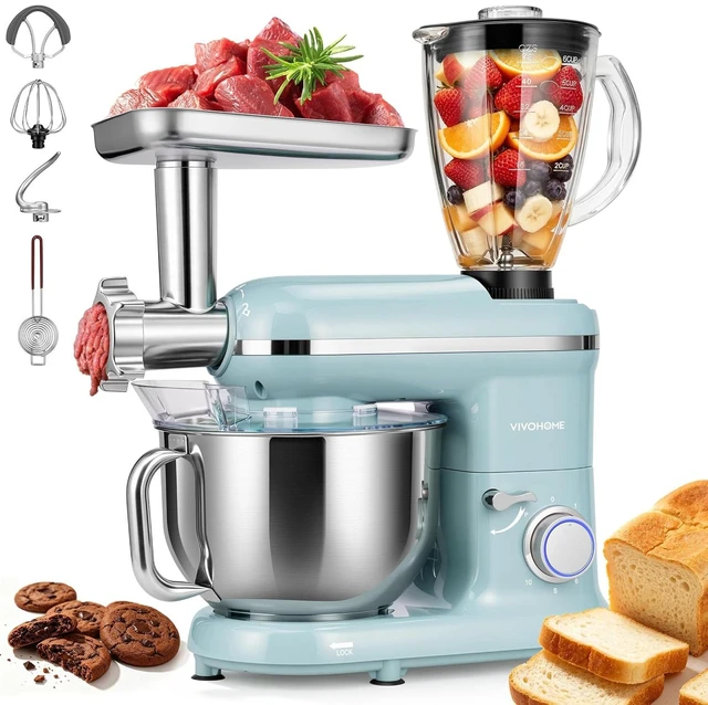 Main image of 3-in-1 Stand Mixer, 6-Quart Tilt-Head Mixer, 10 Speeds, Blue