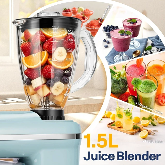 Alt view image 4 of 7 - 3-in-1 Stand Mixer, 6-Quart Tilt-Head Mixer, 10 Speeds, Blue