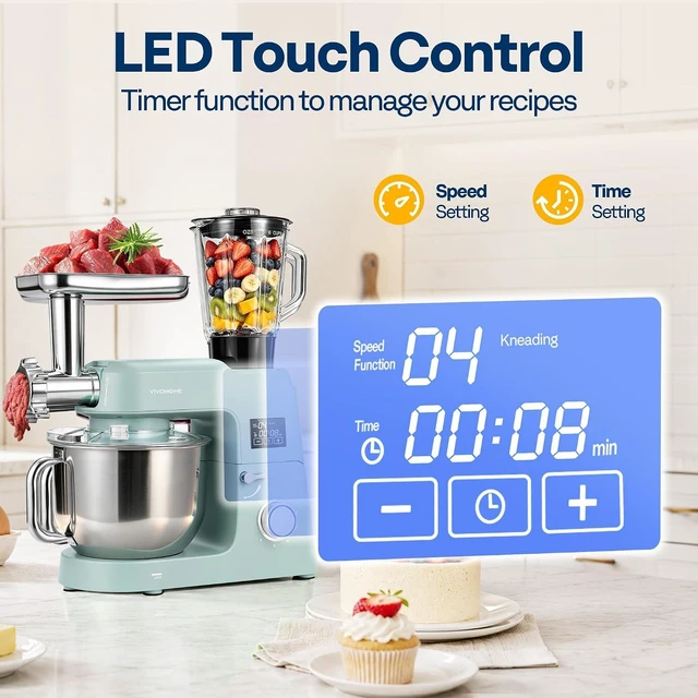 Alt view image 6 of 7 - 9-in-1 Stand Mixer with Fermentation & Timer, 7.5-Quart, Blue