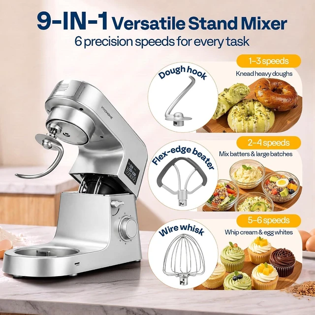 Alt view image 3 of 7 - 9-in-1 Stand Mixer with Fermentation & Timer, 7.5-Quart, Silver