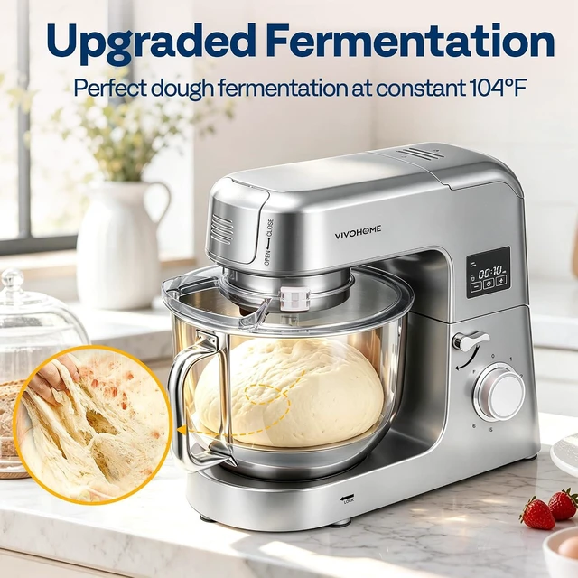 Alt view image 4 of 7 - 9-in-1 Stand Mixer with Fermentation & Timer, 7.5-Quart, Silver