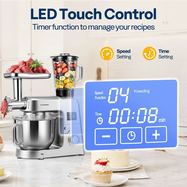 Alt view image 6 of 7 - 9-in-1 Stand Mixer with Fermentation & Timer, 7.5-Quart, Silver