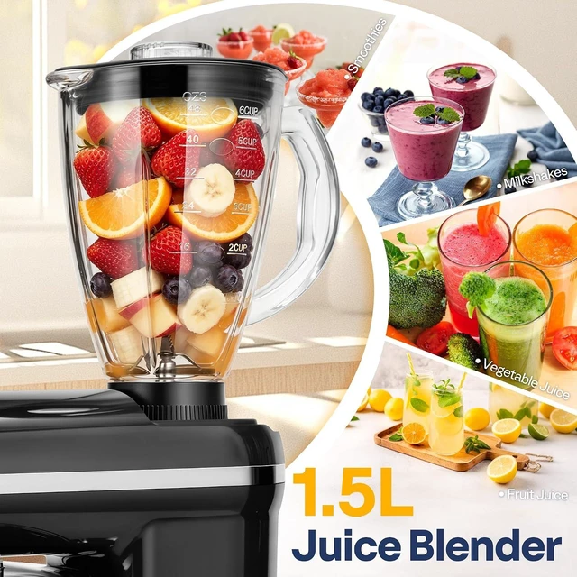 Alt view image 4 of 7 - 3-in-1 Stand Mixer, 6-Quart Tilt-Head Mixer, 10 Speeds, Black