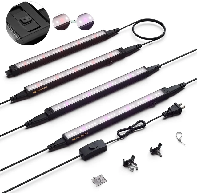Main image of Grow Lights for Indoor Plants, Tunable Spectrum 1FT LED Growing Lamp 28W (4 x 7W), T5 Grow Light Strip for Seed Starting, Vegetables, Linkable, Black, 4-Pack